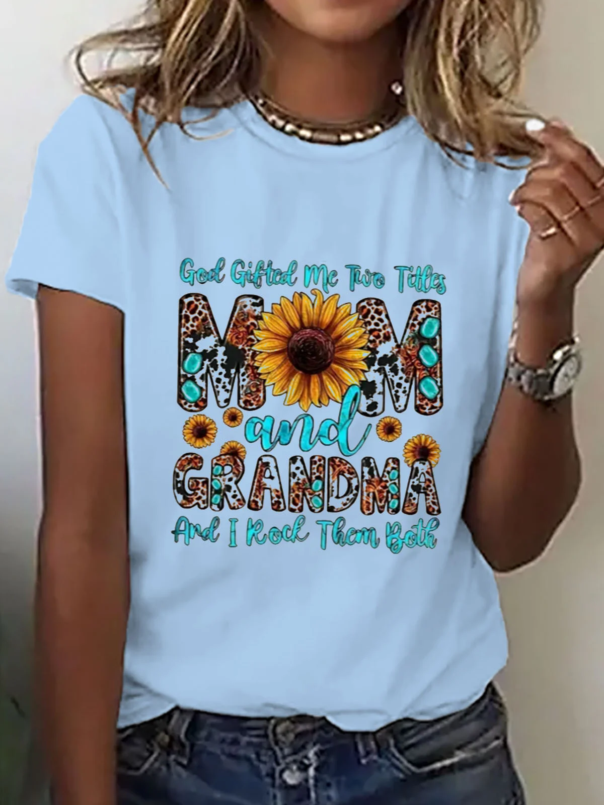Cotton-Blend Mama Text Letters Casual T-Shirt