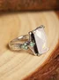 Vintage White Opal Ancient Silver Ring