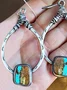 European and American fashionable vintage jewelry turquoise earrings European and American creative eyelash handmade large water drop earrings