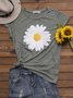 Casual Floral-Print Cotton-Blend Crew Neck T-Shirts