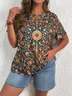 Plus Size Casual Loose Crew Neck Jersey T-Shirt
