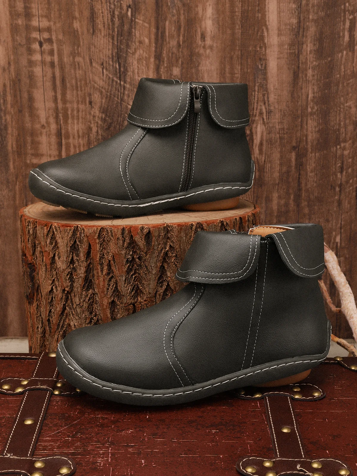 Women Casual Plain All Season Zipper PU Best Sell Pu Rubber Classic Boots Boots