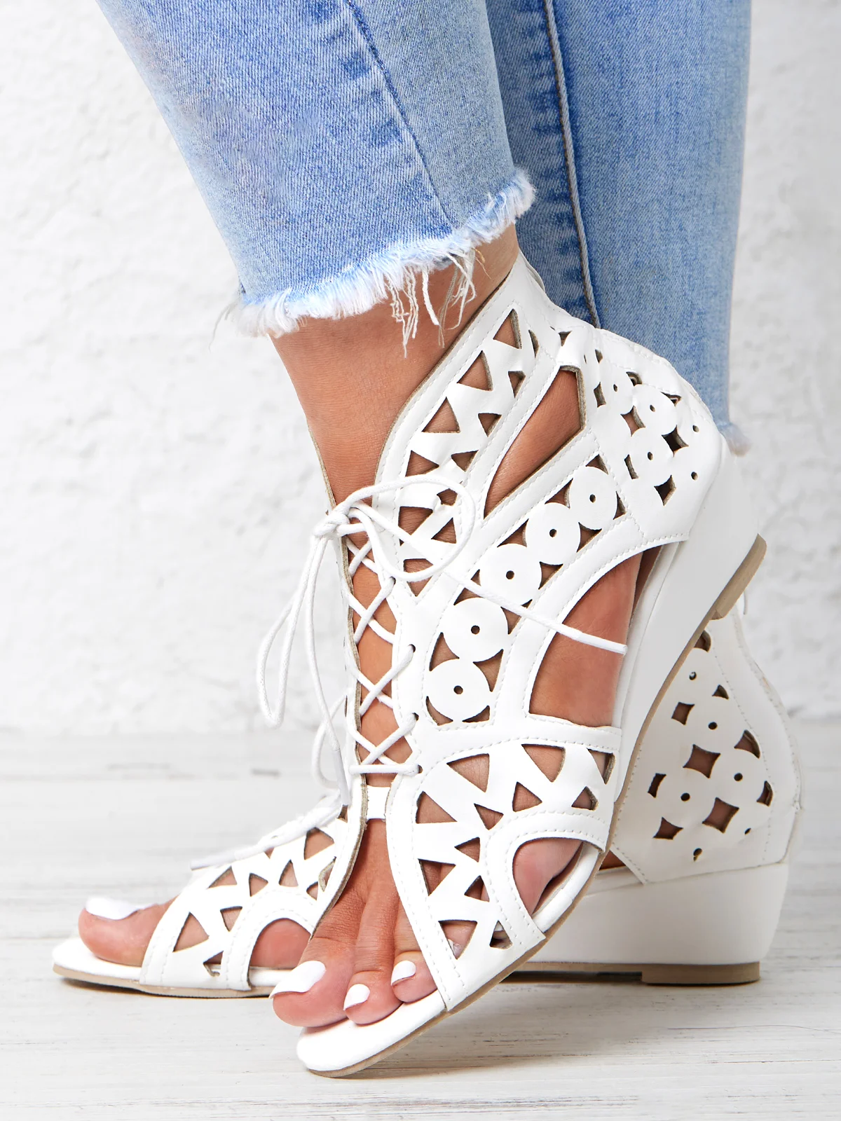 Resort Cutout Lace-Up Sandal Boots