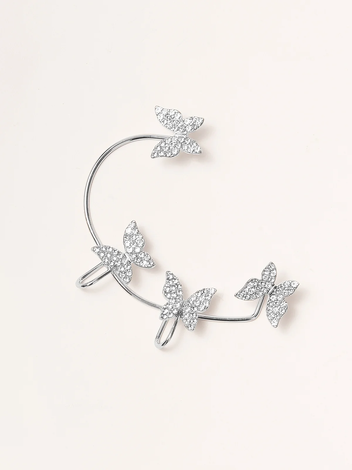 Single Alloy Party Rhinestone Butterfly Cuff Sexy Earring