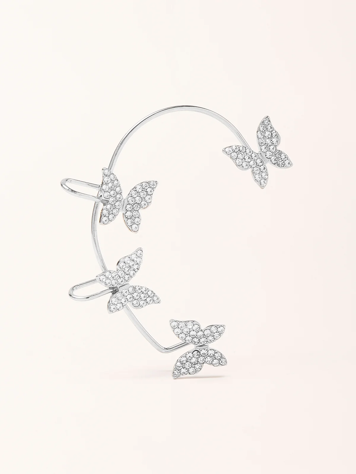 Single Alloy Party Rhinestone Butterfly Cuff Sexy Earring