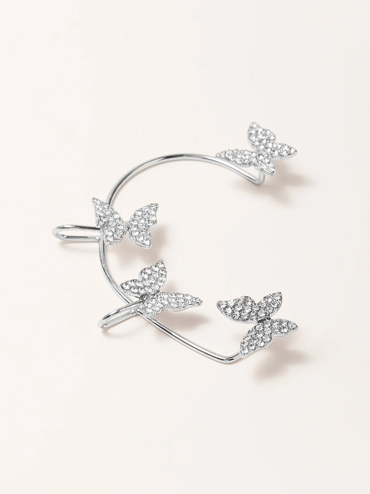 Single Alloy Party Rhinestone Butterfly Cuff Sexy Earring