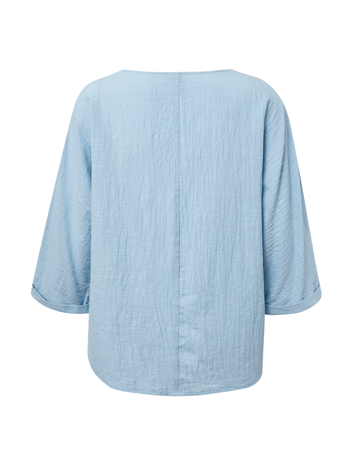 V Neck Cotton-Blend Linen Plain Blouse