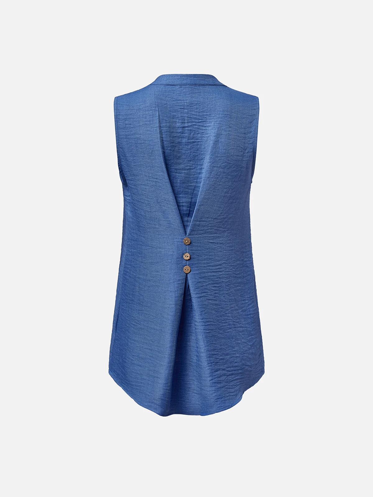 Buttoned Simple Sleeveless Regular Cotton and linen Shirts