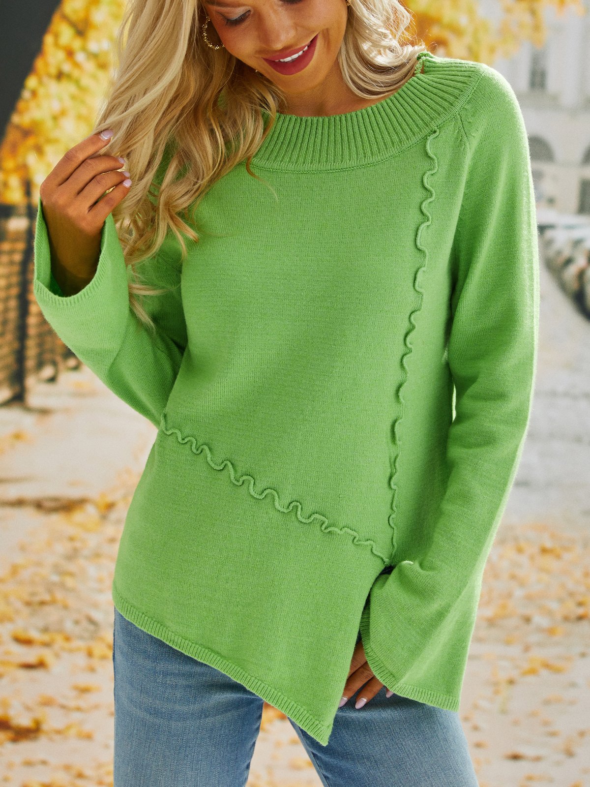 European and American large size retro casual irregular sweater