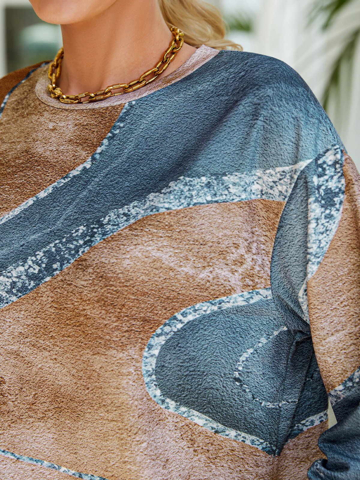 Crew Neck Abstract Sweatshirt