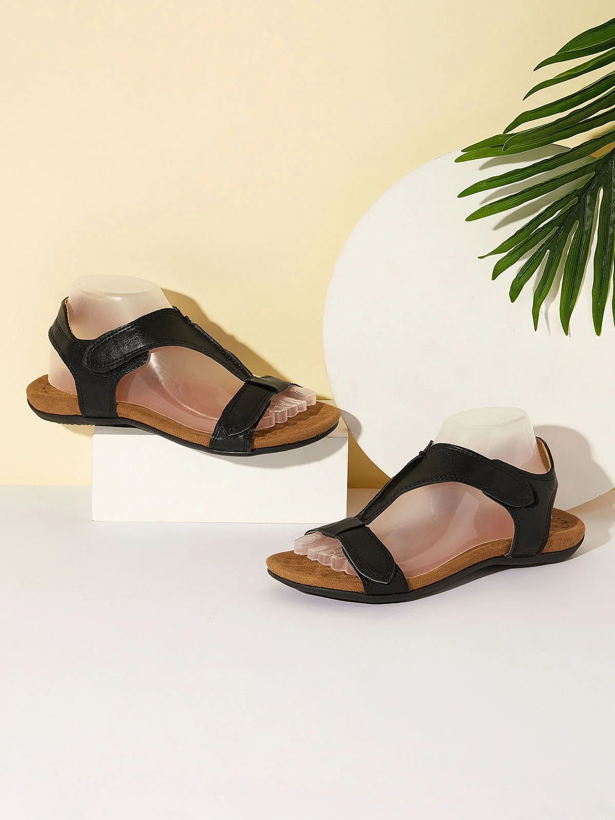 Retro Solid Color Casual Velcro Portable Sandals