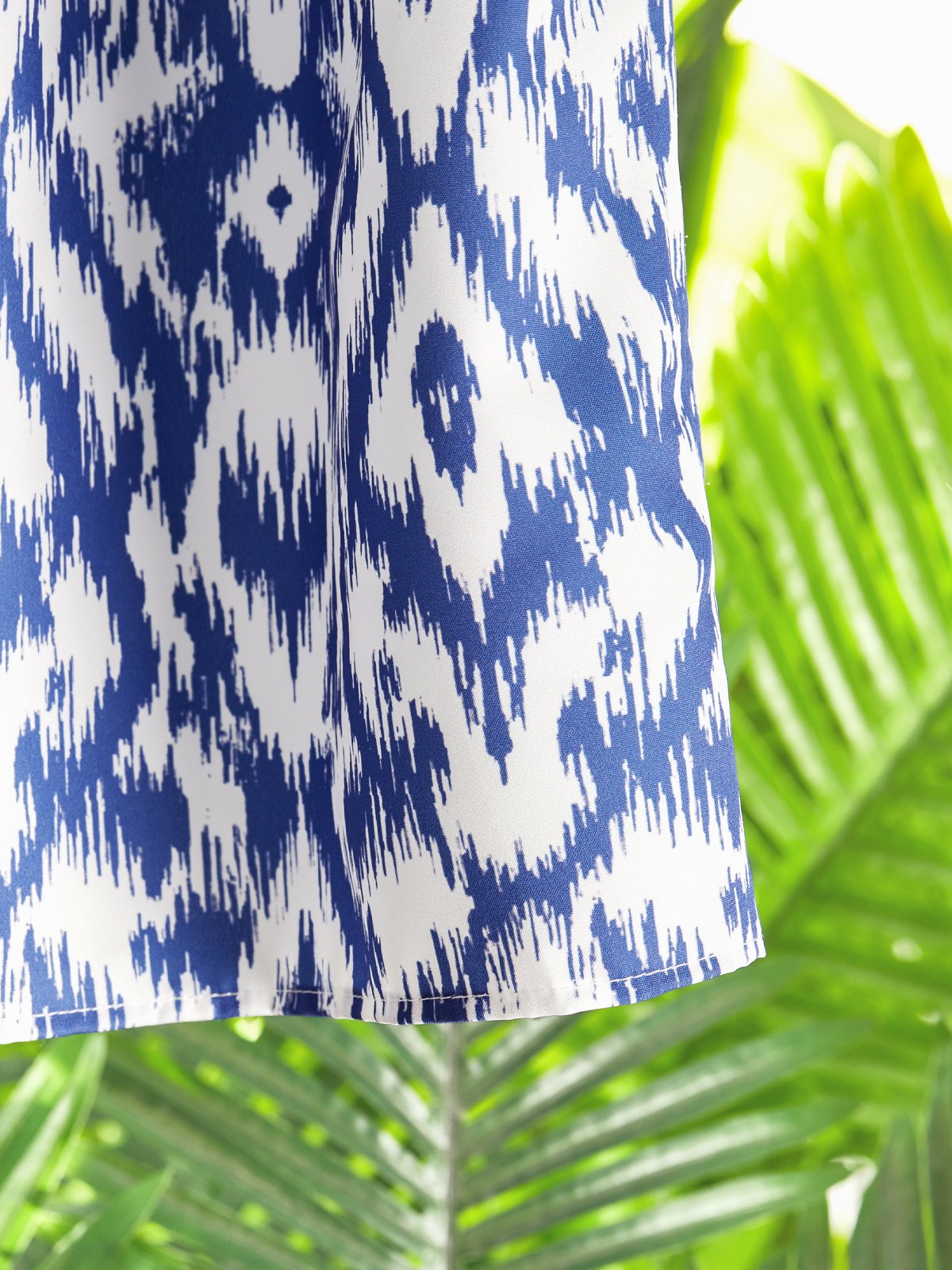 Casual H-Line V Neck Lightweight Geometric Floral Printed Short Sleeve Maxi Dress
