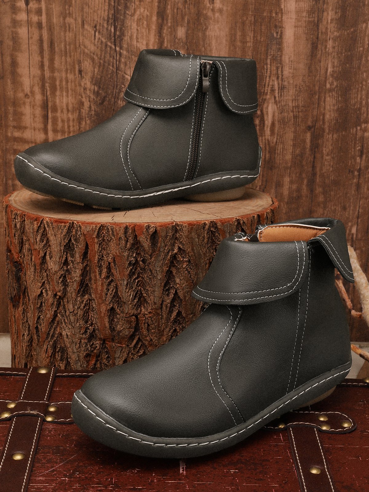 Women Casual Plain All Season Zipper PU Best Sell Pu Rubber Classic Boots Boots