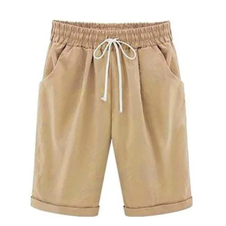 Women Casual Linen & Cotton Bottoms Shorts