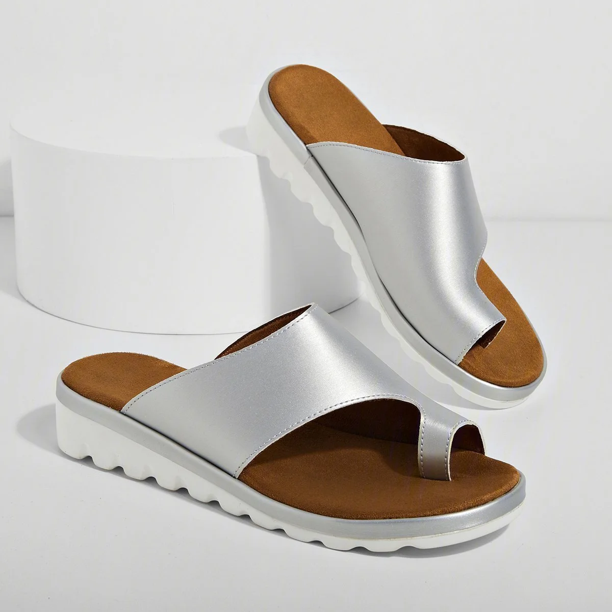 Women Summer Casual Low Heel Open Toe Casual Slide Sandals