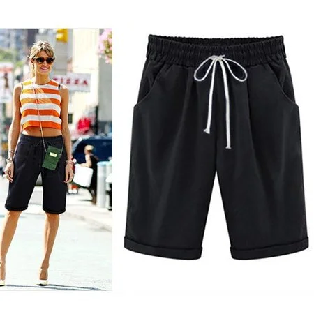 Women Casual Linen & Cotton Bottoms Shorts