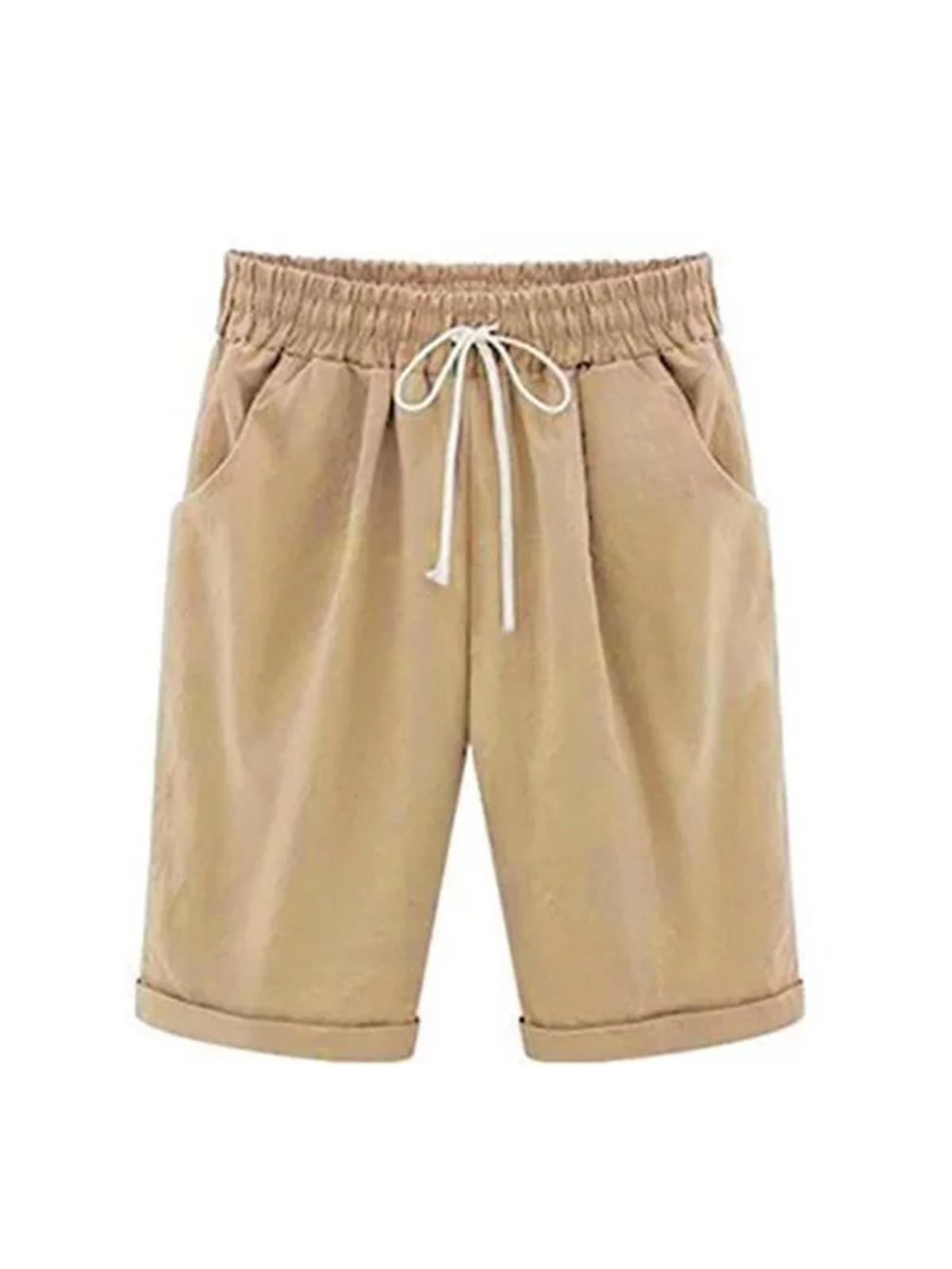 Women Casual Linen & Cotton Bottoms Shorts