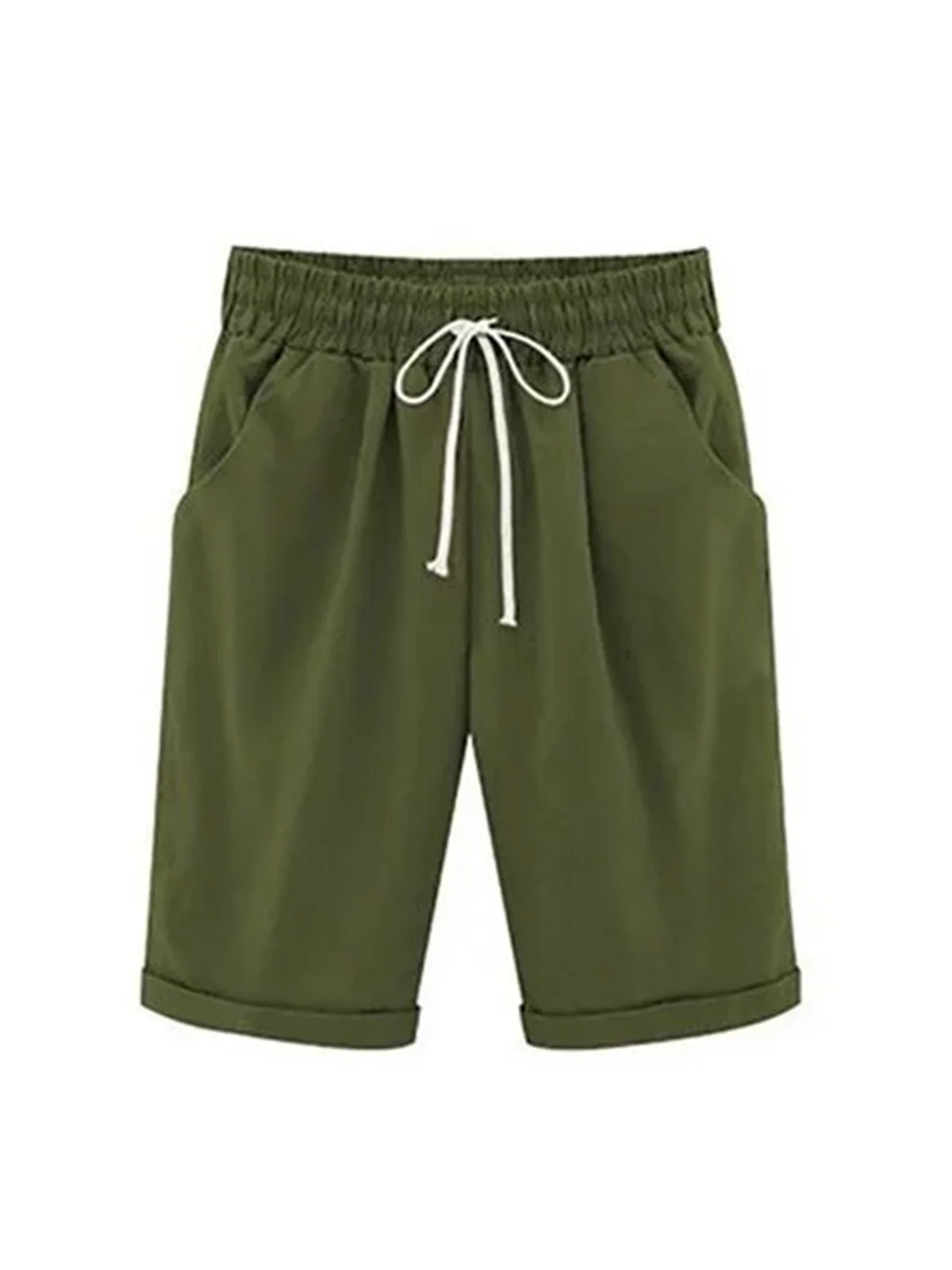 Women Casual Linen & Cotton Bottoms Shorts