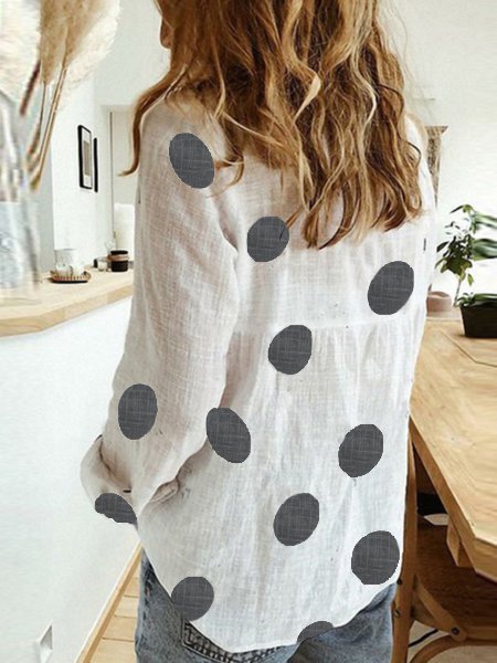 Zolucky Women Cotton V Neck White Casual Blouse