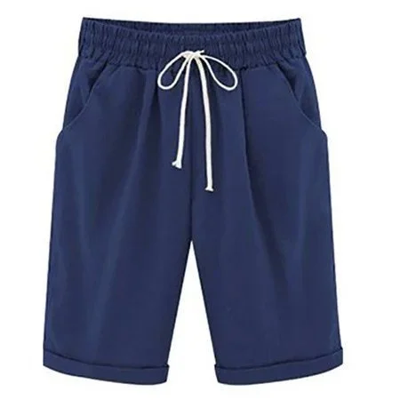 Women Casual Linen & Cotton Bottoms Shorts