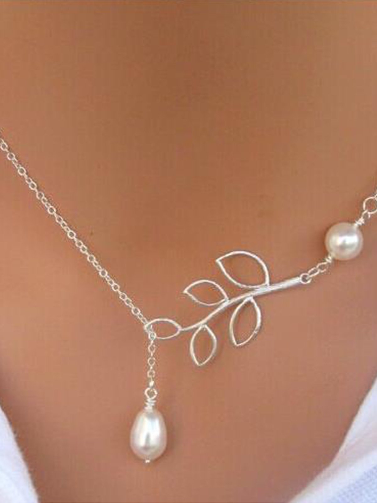 New Chic Fashion Vintage Leaf Pearl Necklaces