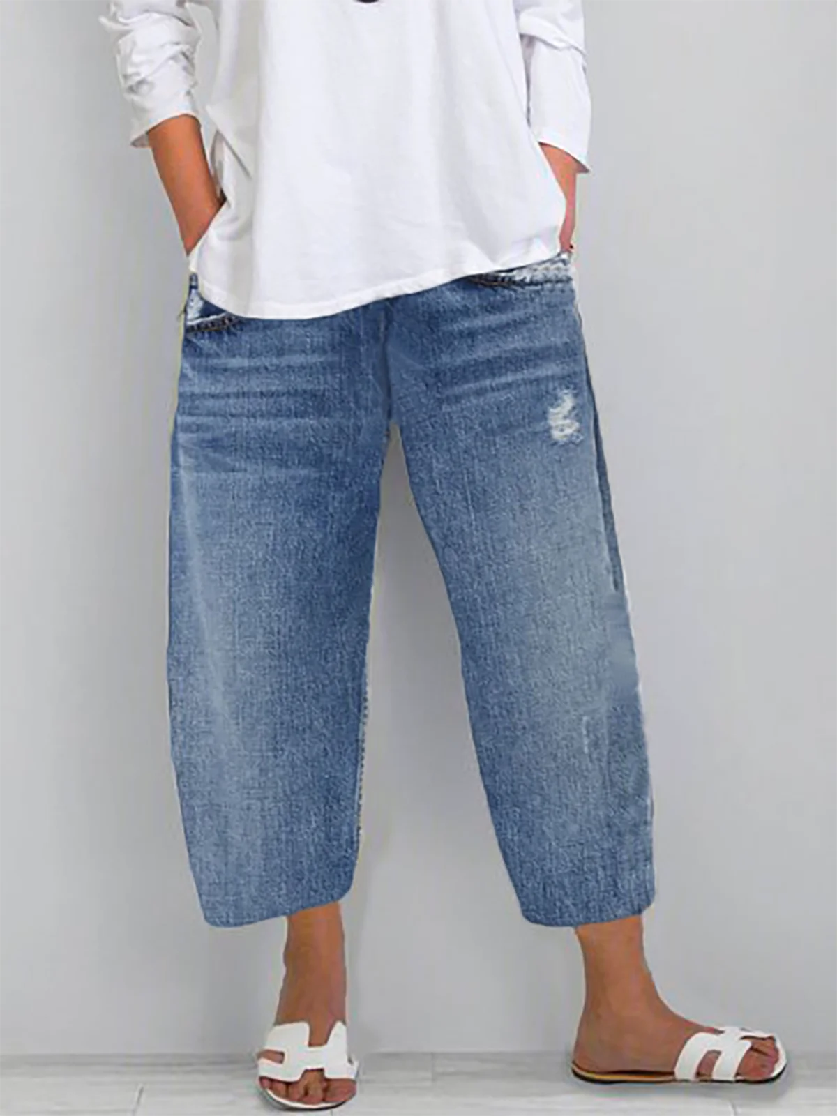 Plus size Solid Casual Jeans