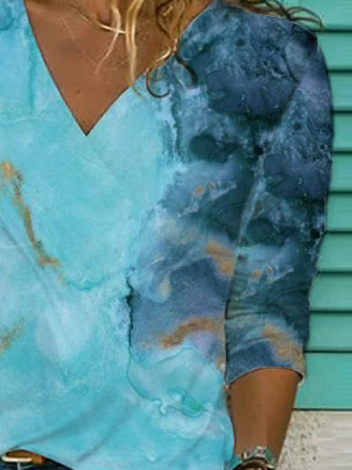 Women's Summer Vintage Half Sleeve Tie-Dye Blouse & Shirt