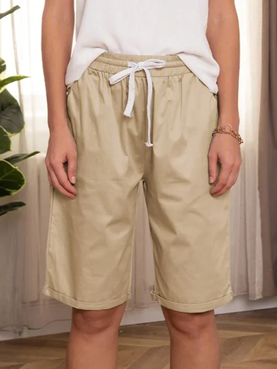 Women Casual Linen & Cotton Bottoms Shorts