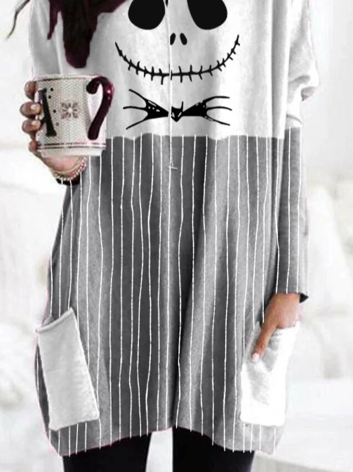 Halloween skull comfortable loose and casual dress