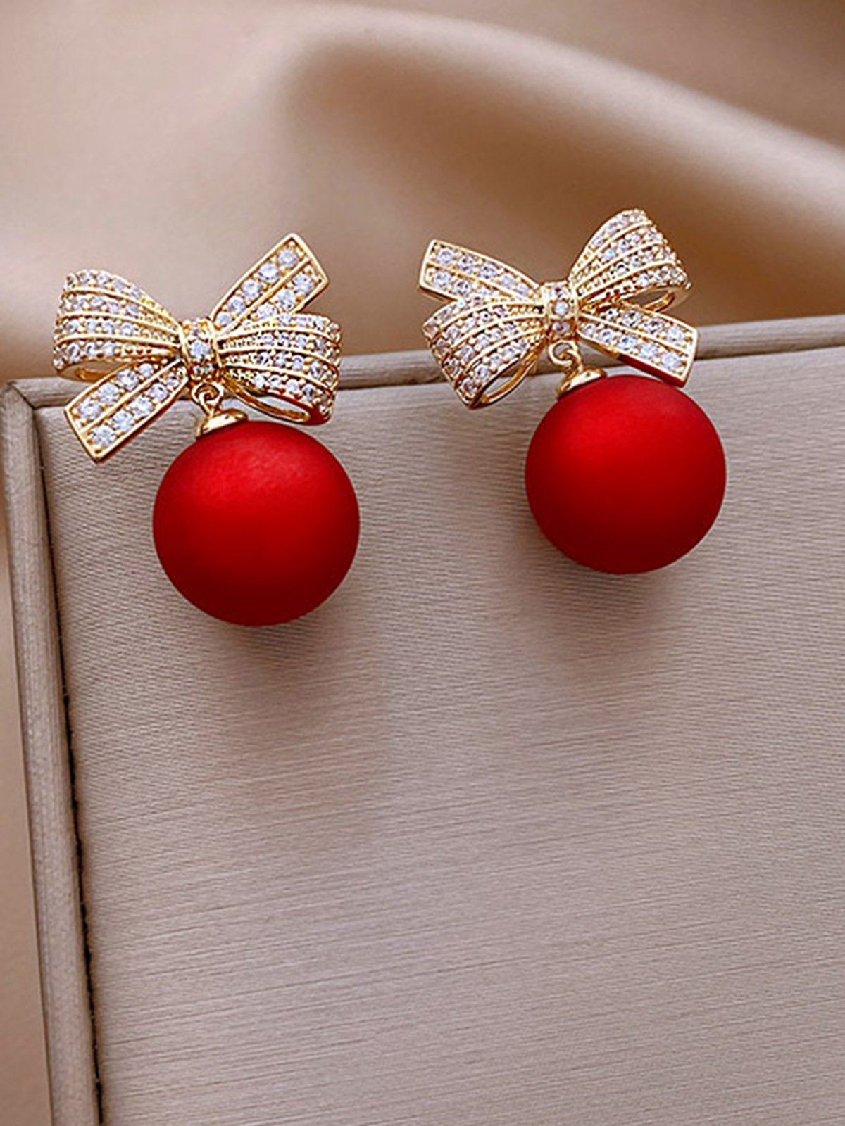 Rhinestone Bowknot Christmas Elegant Valentine's Day Dangle Earrings