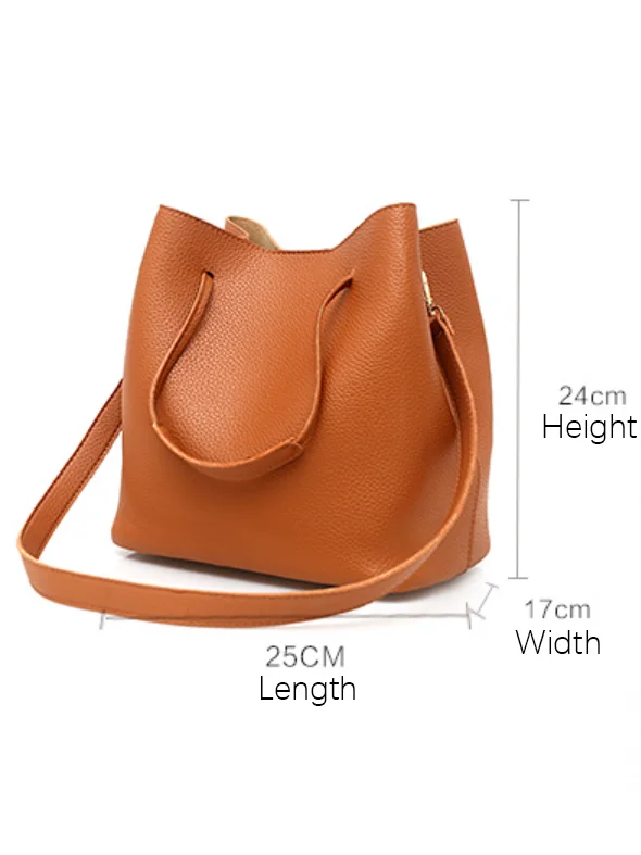 Simple Casual Work 4PCS Set PU Magnetic Closure Crossbody Bag Tote Clutch Purse Shoulder Handbag