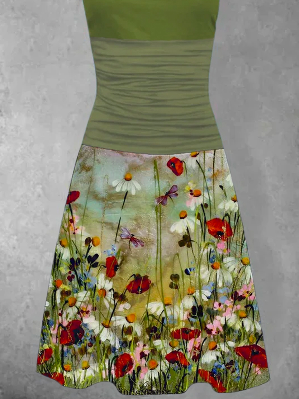 A-Line Casual Sleeveless Floral Knitting Dress