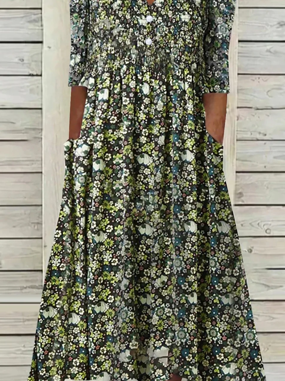 Casual Floral V neck Short Sleeve Dress