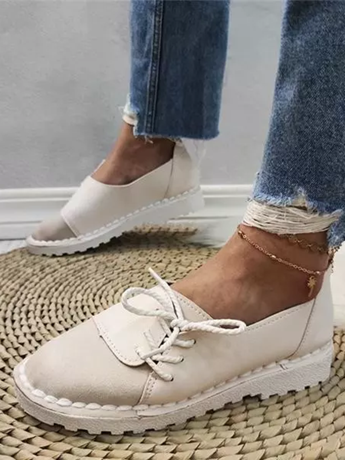 Casual Vintage Round Toe  All Season Flat