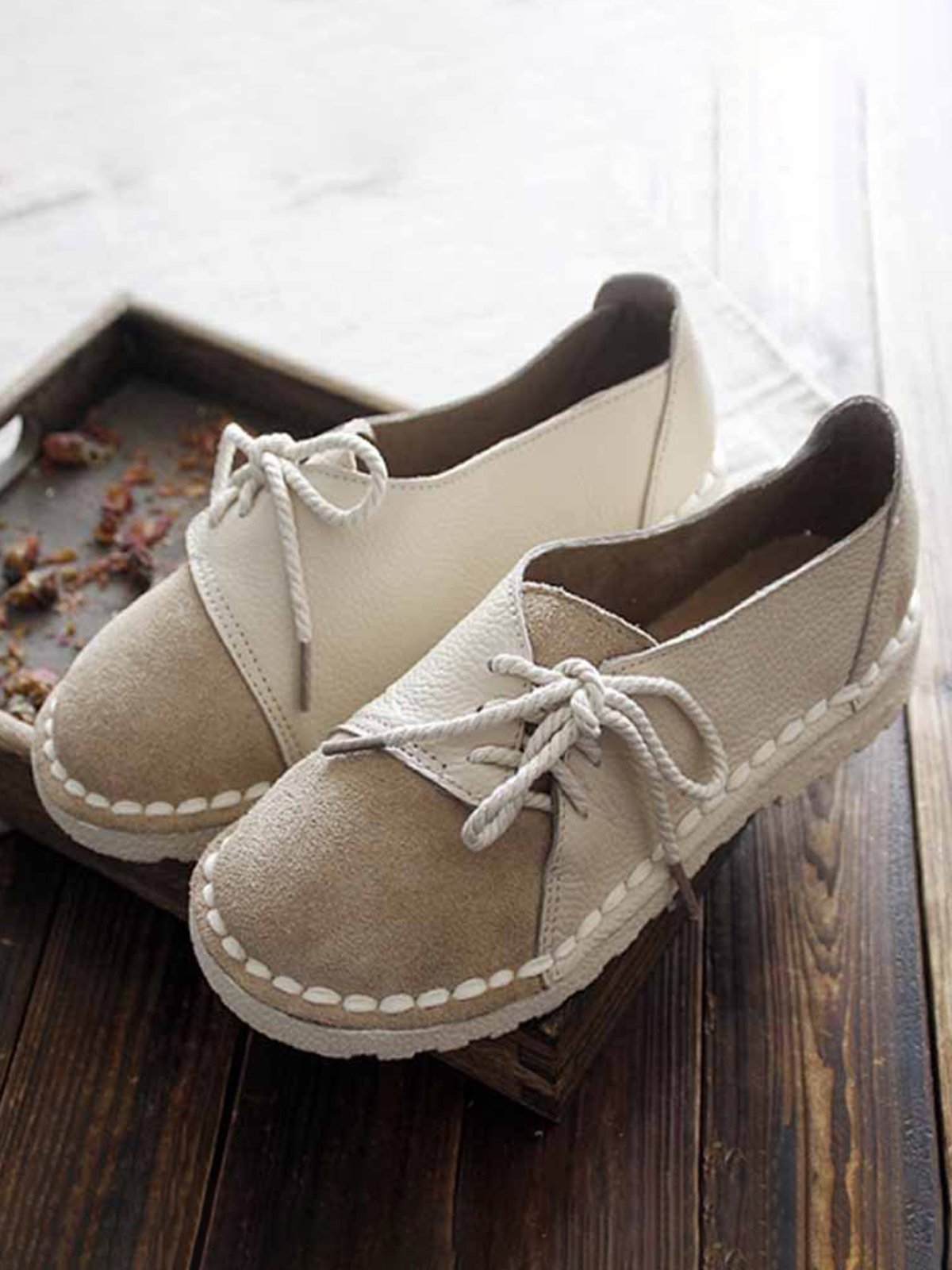 Casual Vintage Round Toe  All Season Flat