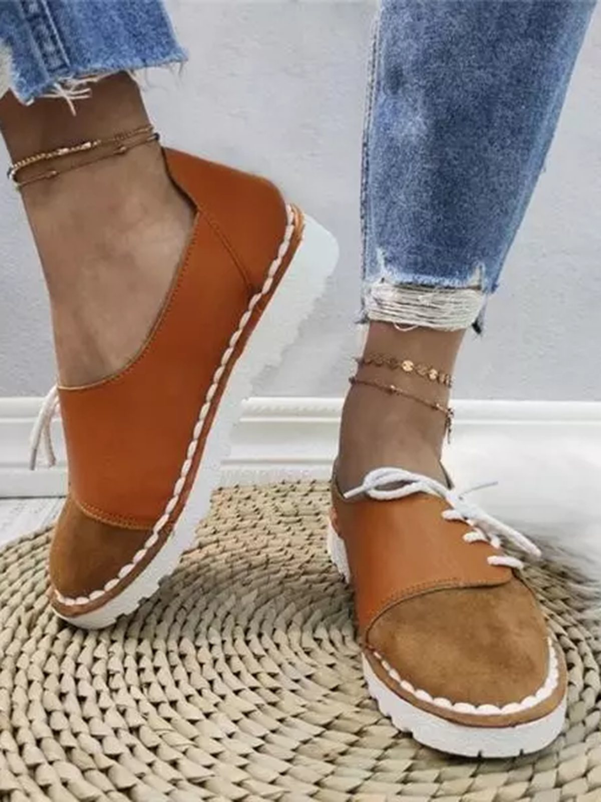 Casual Vintage Round Toe  All Season Flat