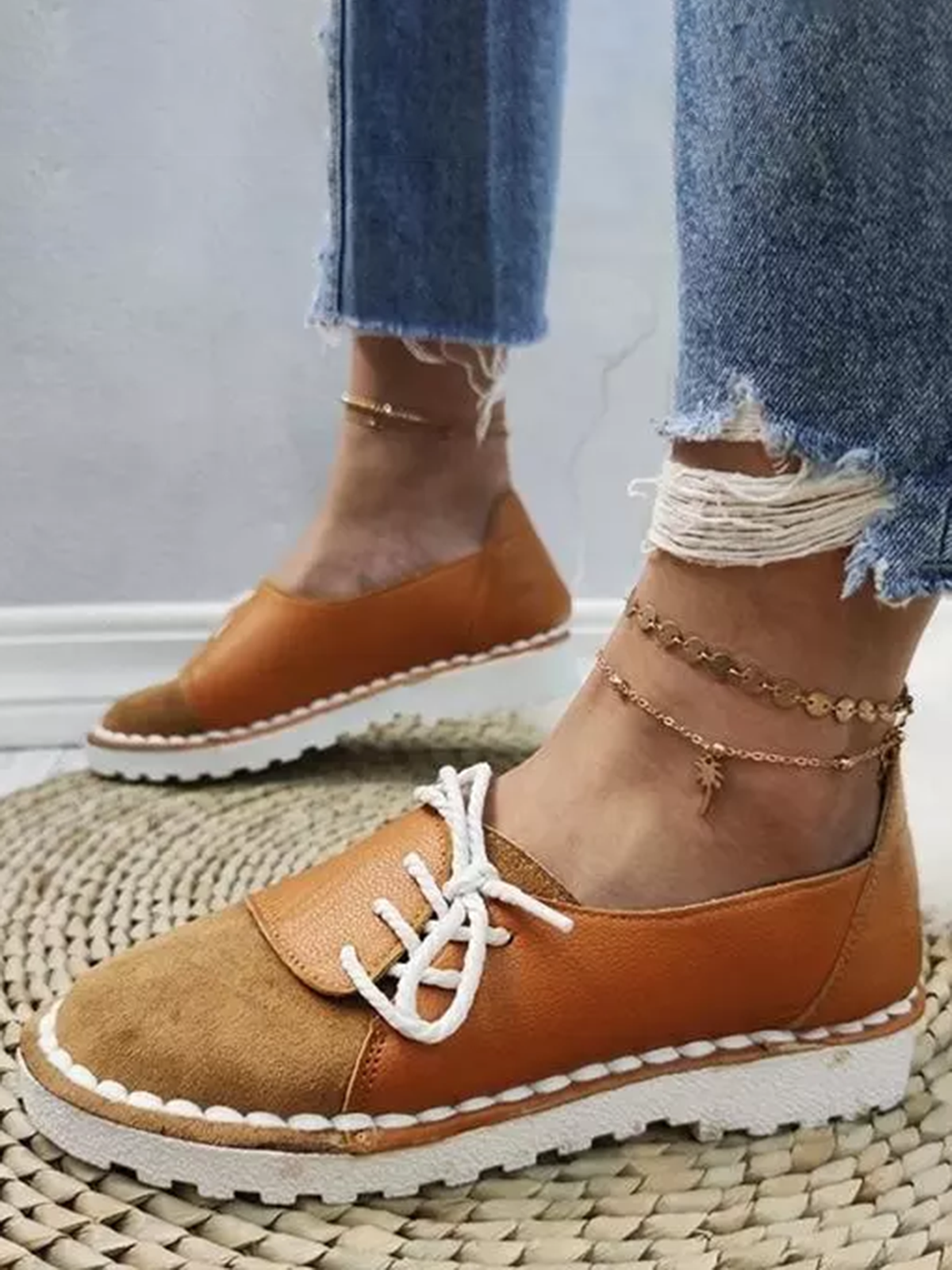 Casual Vintage Round Toe  All Season Flat