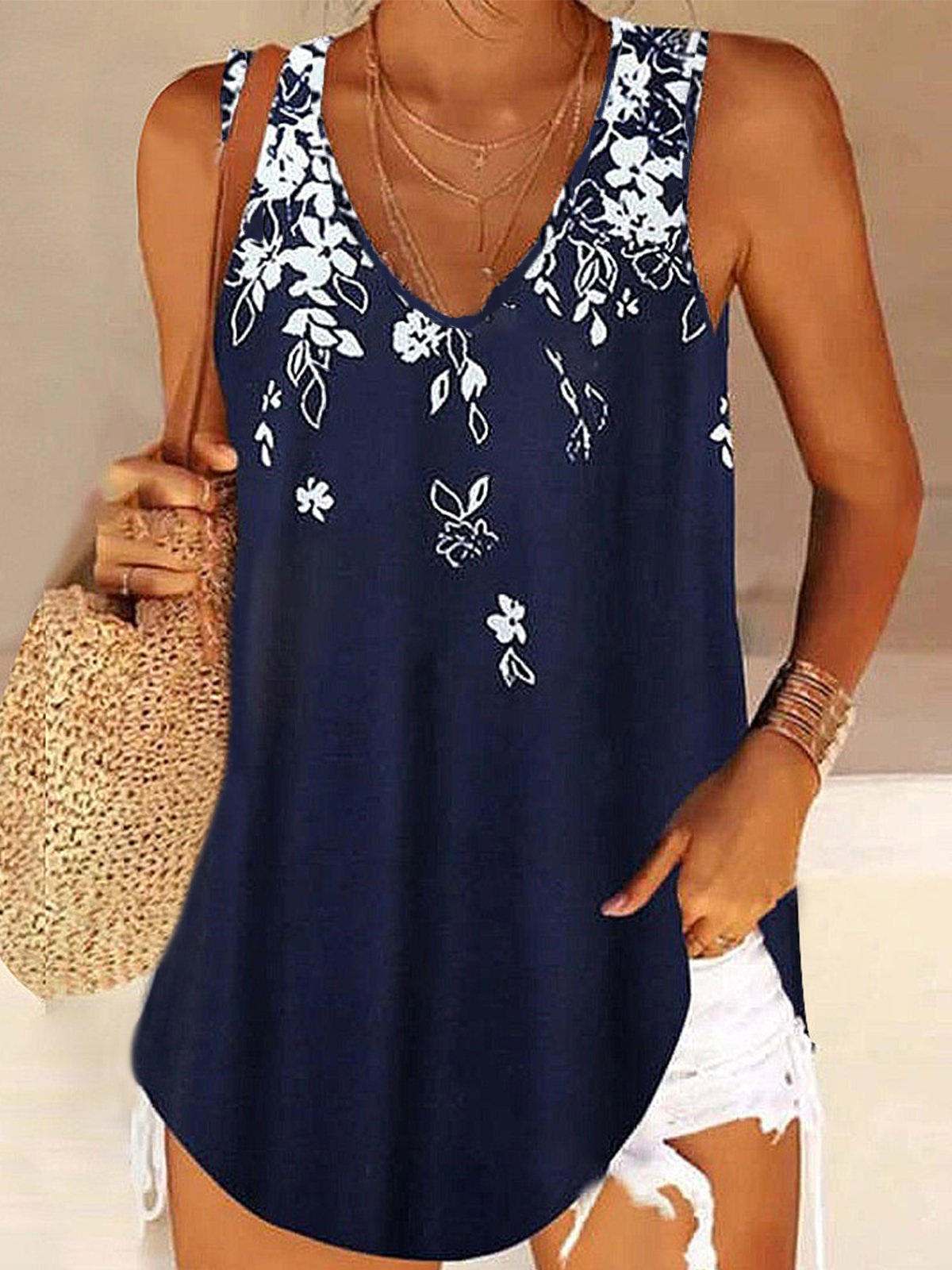 V Neck Casual Tank & Cami