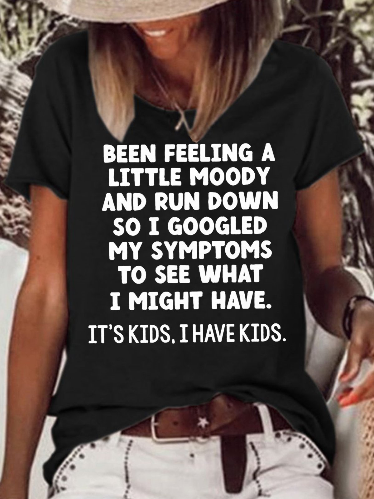 Womens I Have Kids Funny Letter Printed  Casual Short Sleeve  T-Shirt