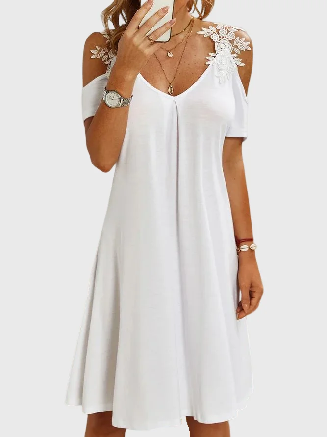 Casual Short Sleeve V Neck Dress