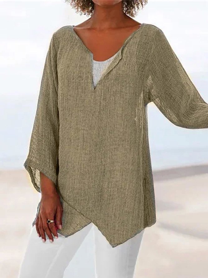 Loose Linen Women Summer Blouse