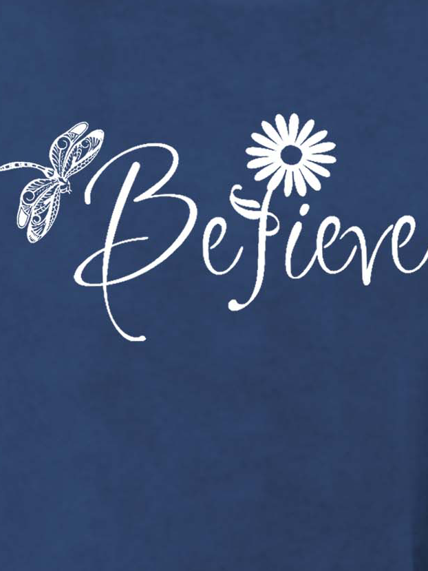 Women Dragonfly Floral Letters Casual Sweatshirt