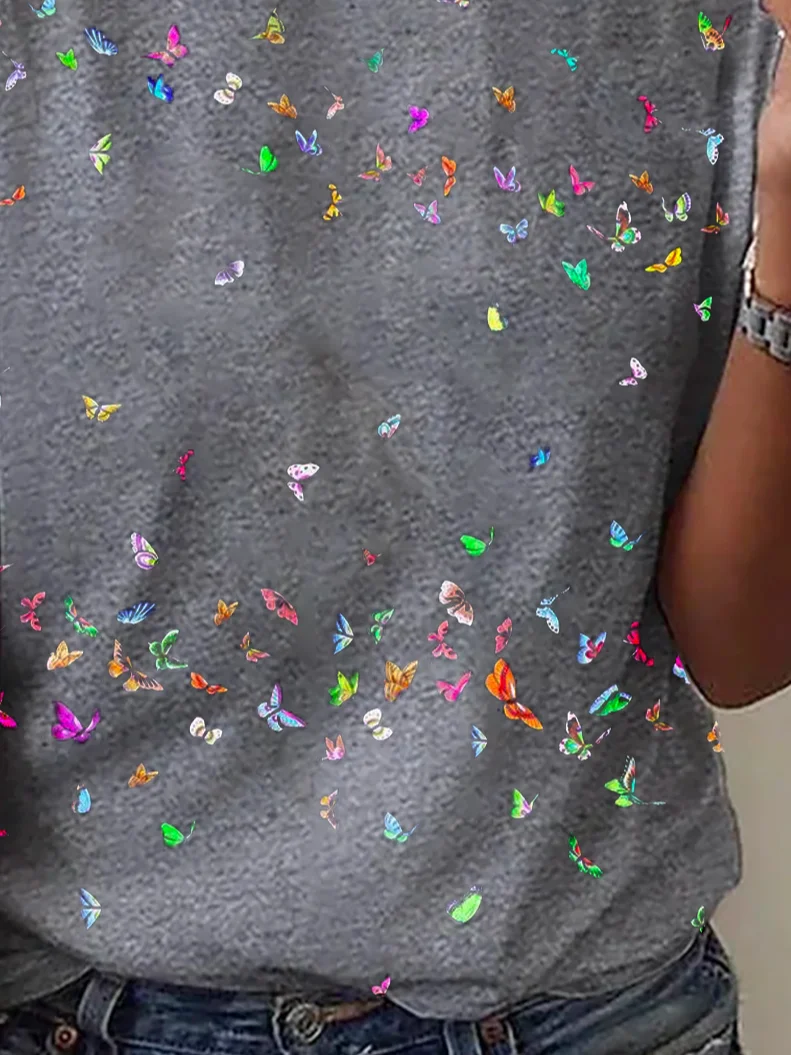 Butterfly Print Short Sleeve T-Shirt