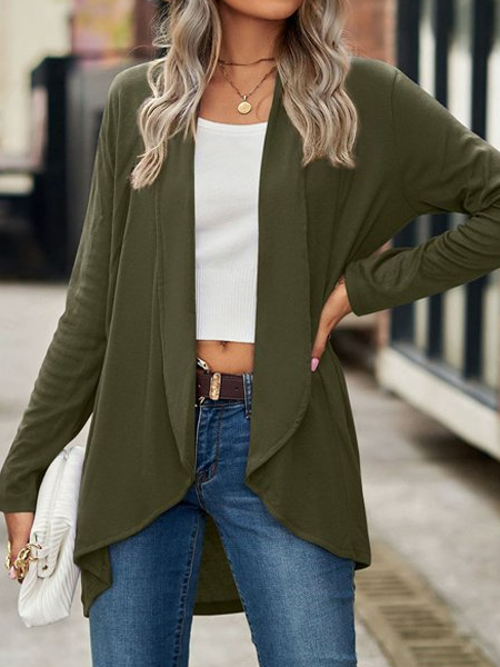 Wrap Loose Casual Daily Plain Winter H-Line Long Sleeve Coat