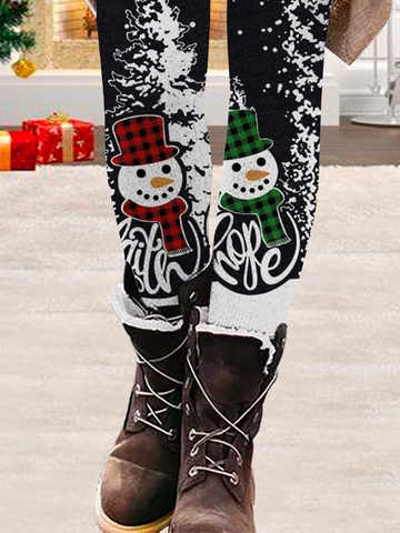Tight Christmas Snowman Leggings Xmas Leggings