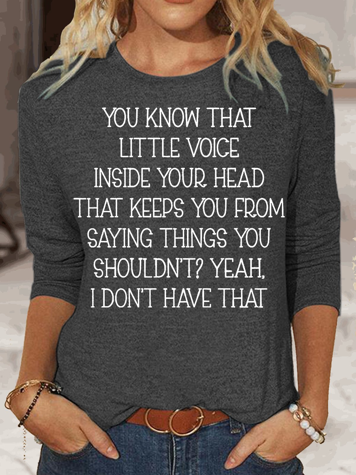 Womens Little Voice Inside Your Head Top