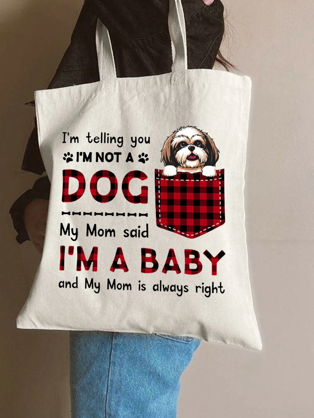 I Am Not A Dog Animal Graphic Casual Shopping Tote Bag