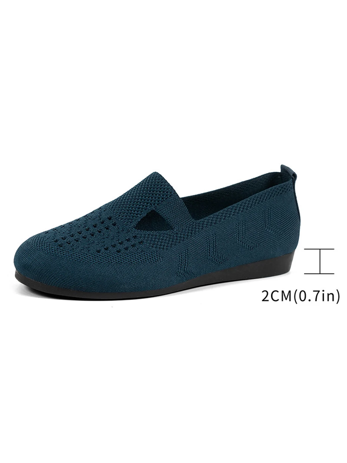 Breathable Mesh Flyknit Quick Dry Non-Slip Solid Color Deep Mouth Flats