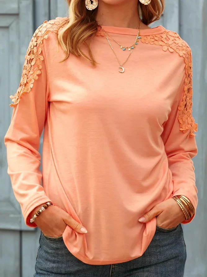 Crew Neck Long Sleeve Shirt & Top