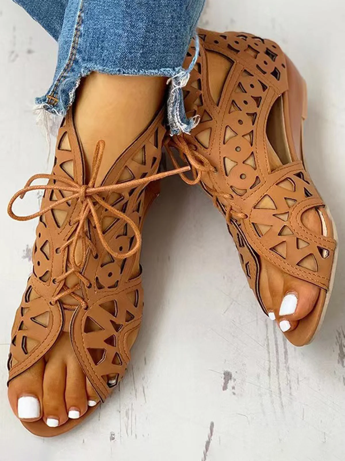 Resort Cutout Lace-Up Sandal Boots